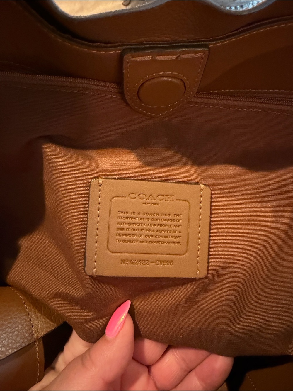 Coach Suede/Leather Hadley Tote in Chestnut Brown with Gold Logo - GUC - Picture 9 of 13